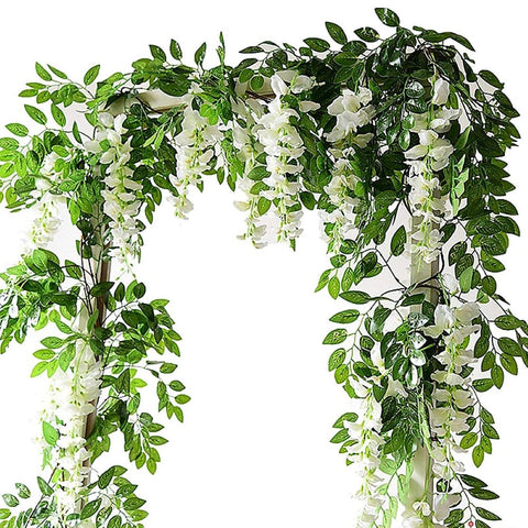 2M - White Artificial Wisteria Garlands