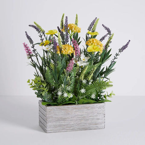 Wild Flowers in a Wooden Planter