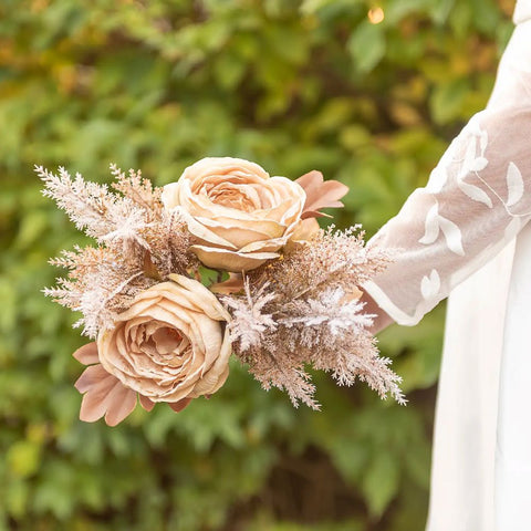 Artificial Dried Look Rose and Pampas Bouquet