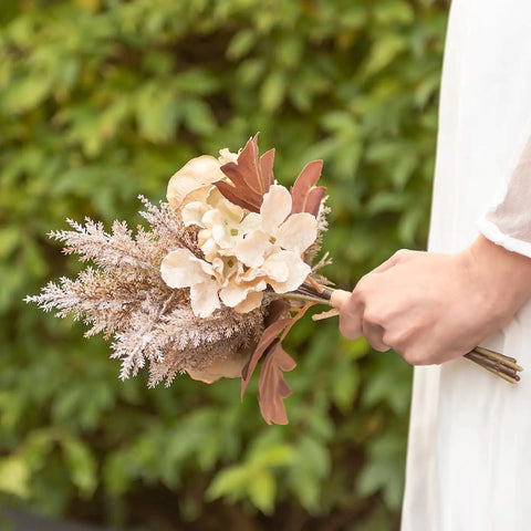 Artificial Dried Look Rose and Pampas Bouquet