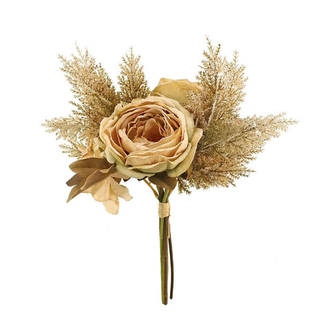 Artificial Dried Look Rose and Pampas Bouquet