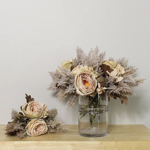 Artificial Dried Look Rose and Pampas Bouquet