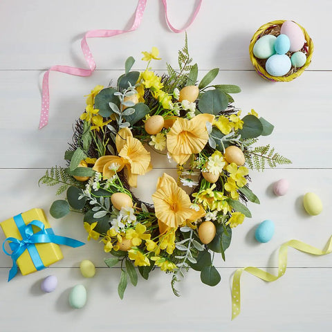 Artificial Yellow Daffodil Floral Wreath