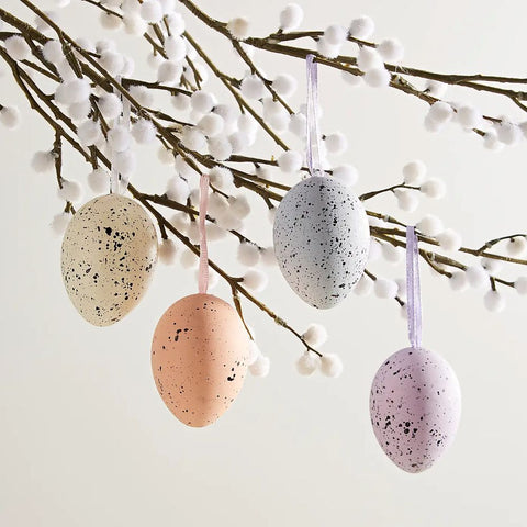 Set of 9 - Speckled Hanging Egg Decorations