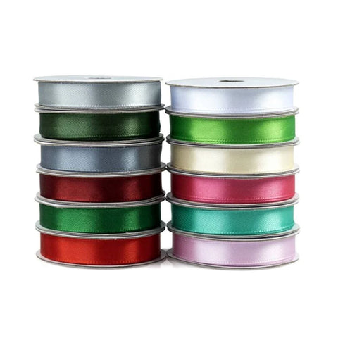 12 Pack - Assorted Satin Ribbons 10mm x 2m