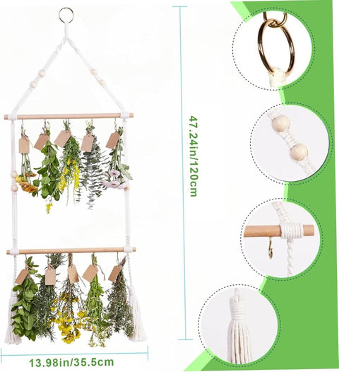 2-Tier Herb Drying Rack - Bohemian Style