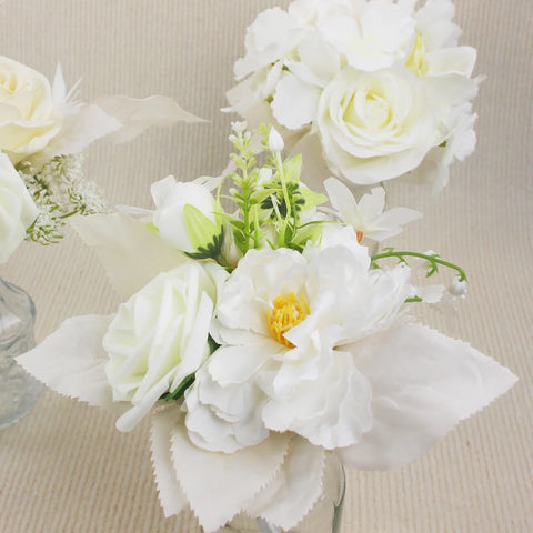 Set of 6 - Assorted White Champagne Flower Centerpieces