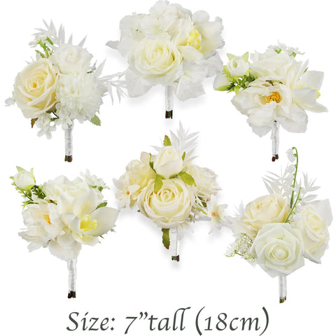 Set of 6 - Assorted White Champagne Flower Centerpieces