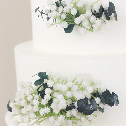 Set of 4 - Eucalyptus Baby's Breath Cake Flowers