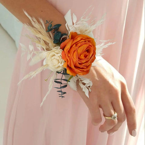 Set of 6 - Terracotta & Beige Wrist Corsages