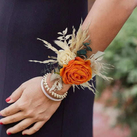 Set of 6 - Terracotta & Beige Wrist Corsages