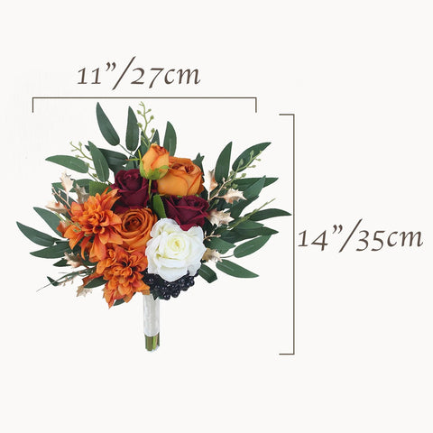 Burnt Orange Bridesmaid Bouquet - 9.3 inch Wide