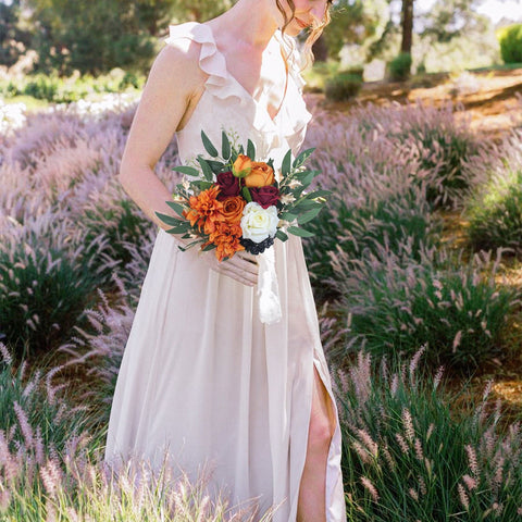 Burnt Orange Bridesmaid Bouquet - 9.3 inch Wide Fantastic Decor Floral Burnt Orange Bridesmaid Bouquet - 9.3 inch Wide Fantastic Decor Floral