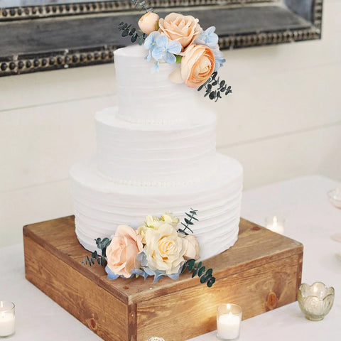 Set of 2 - Peach & Baby Blue Cake Flowers