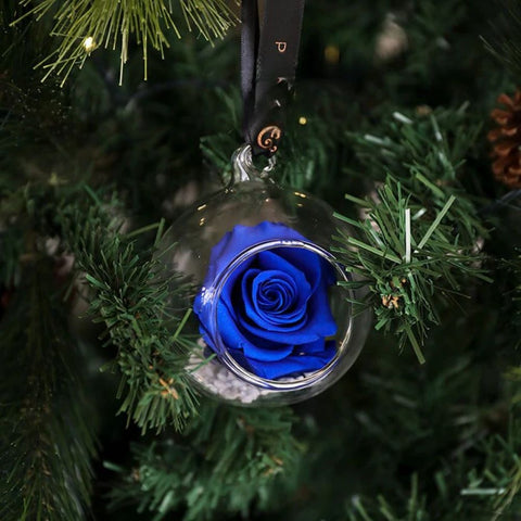 Elegant Blue Eternal Rose Bauble