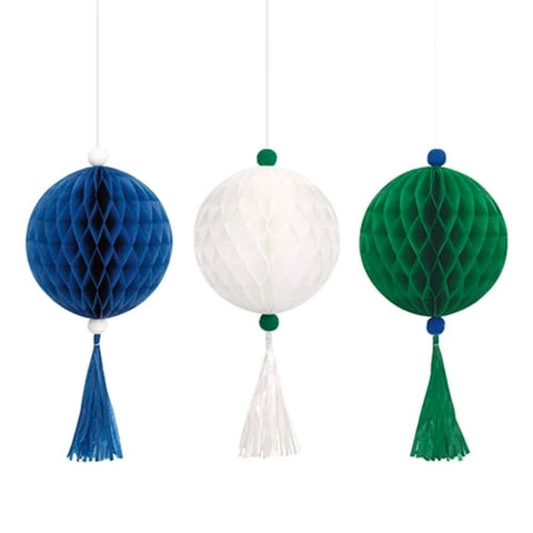 Pack of 3 - Honeycomb Hanging Decorations with Tassels
