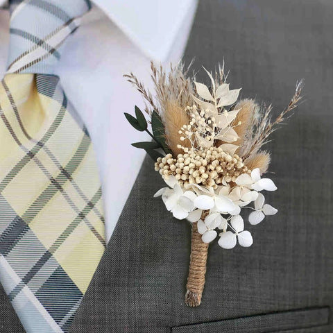 Set of 6 - Assorted Dried Flower Boutonnieres