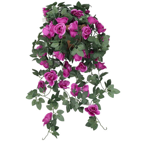 purple hanging vine plant Purple Artificial Rose Flower Hanging Vines Silk Garland – Fantastic Decor Floral