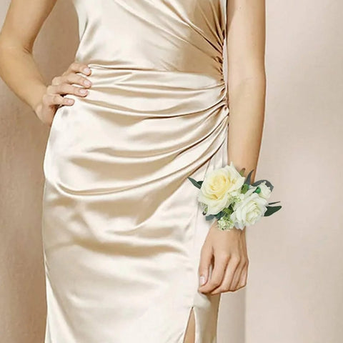 what color corsage for cream dress Amazon.com: BENCENTRE Walnut Brown Corsage for Wedding(Set of 6),Wrist Corsage,Corsage for Prom,Boho Wedding,Party Prom Hand Flower Decor,Mother of The Bride Corsage,Bridesmaid Wrist Corsage : Home & Kitchen